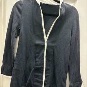 Rani Arabella Navy and White Cashmere Top